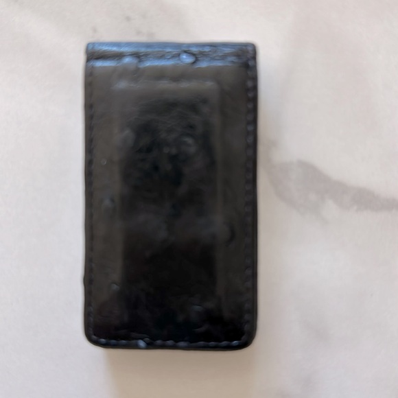 Vintage Preowned Black El Portal Genuine Leather Ostrich Money Clip Made In USA - Picture 2 of 7